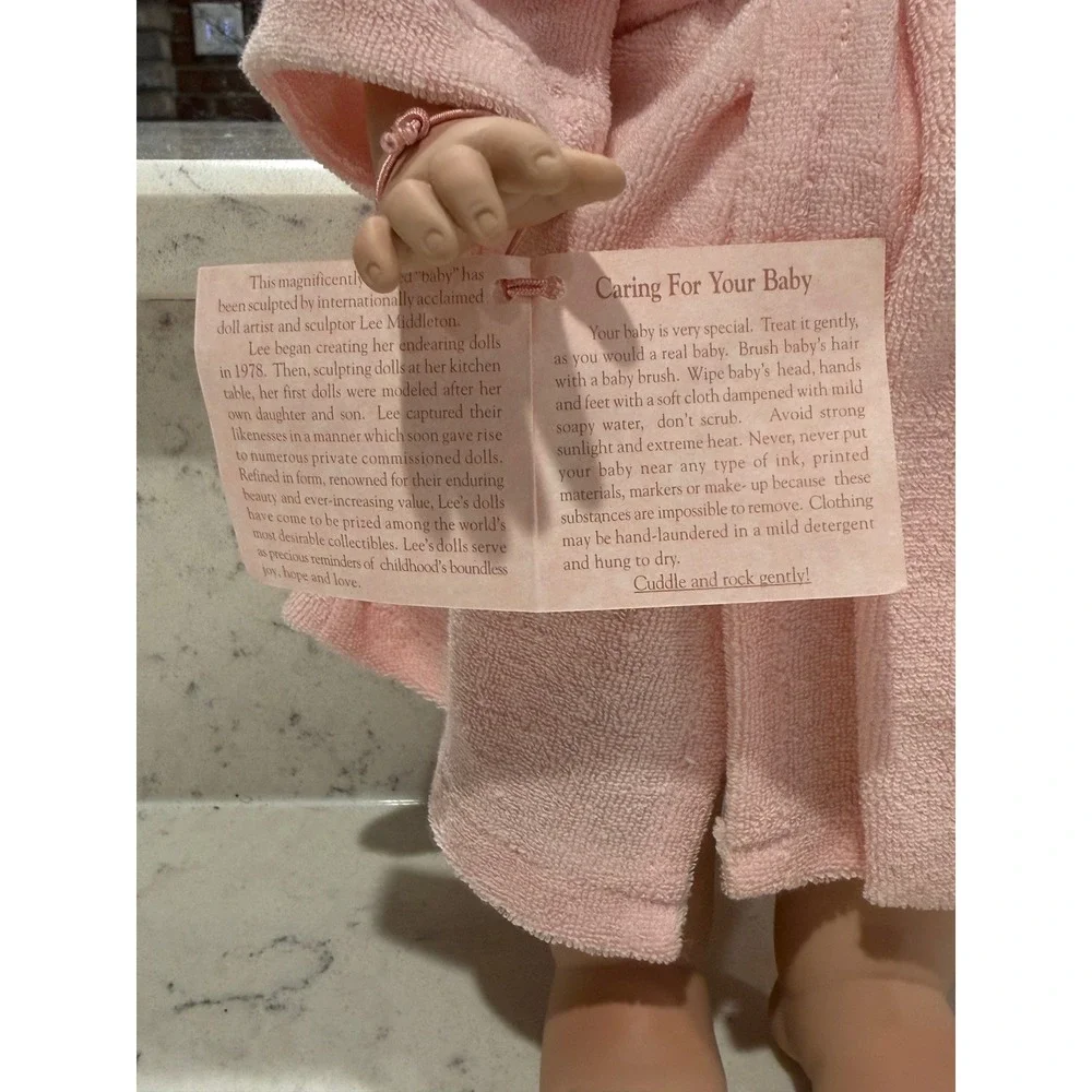 Lee Middleton Original Baby Doll Pink Robe Bonnet 
